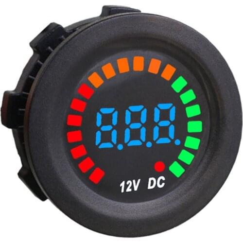 Car Digital Voltmeter Round Waterproof Auto Boat Car Motorcycle LED Panel Mini Voltage Meter Tester Monitor Display Voltmeter