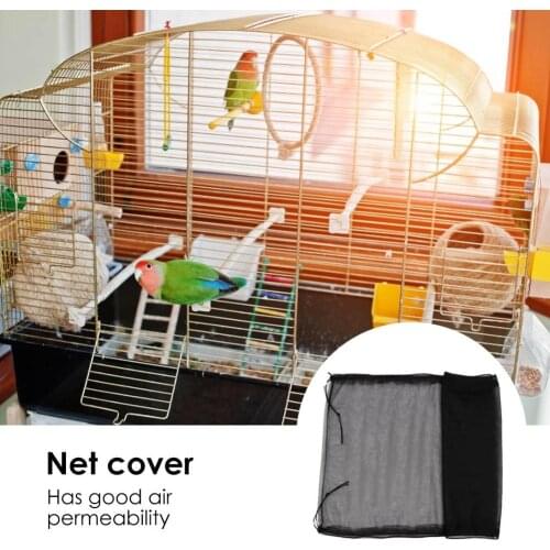 Large Adjustable Bird Cage Cover Seed Feather Catcher Universal Birdcage Nylon Mesh Net Cover Soft Airy Skirt Guard About 70inch