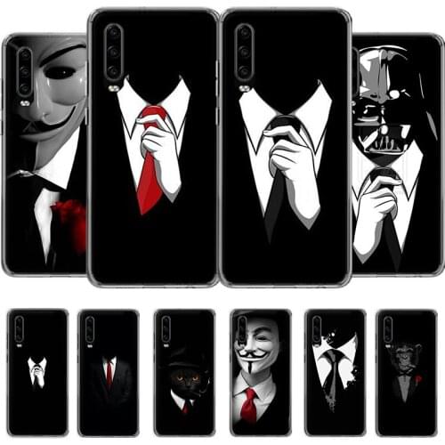 Man Suit Shirt Tie Phone Case For Huawei Honor Y 5 6 7 8 9 10 20 LITE A X S Pro NO/Finger Cover Coque soft Silicone TPU