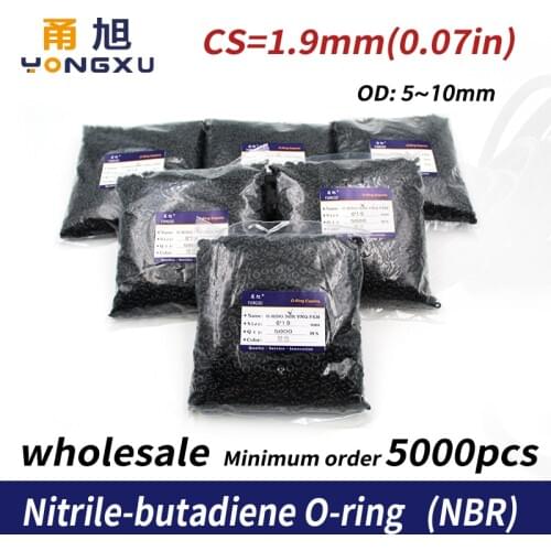 CS1.9mm 5000PC/bag wholesale Black NBR Sealing O-Ring OD5/5.5/6/6.5/7/8/8.5/9/10mm O Ring Seal Rubber Gasket Oil Ring waterproof