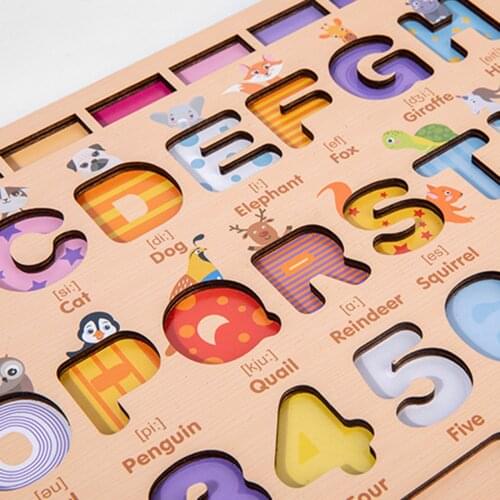 Wooden Alphabet Puzzle Toddlers Letters Peg Board ABC Blocks Matching Game