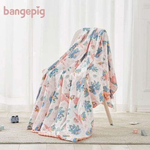 Bangepig Muslin Cotton Newborn Baby Swaddle Receiving Blanket Kids Children Cartoon Blanket Infant Cotton Baby Sleeping Blankets