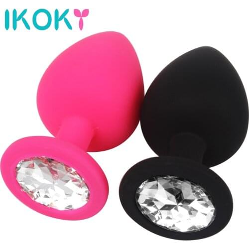 IKOKY Hot Anal Plug Sex Toys for Men Woman Butt Plug with Rhinestone Prostate Massager Erotic Adult Products Silicone S M L