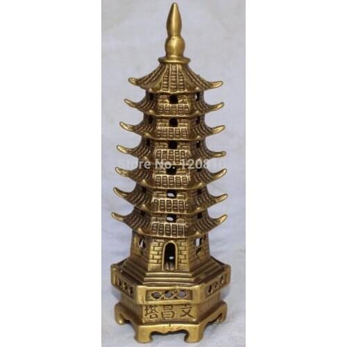 Chinese Tibet Religion Bronze Copper Buddhism Buddha Stupa Pagoda Tower Statue