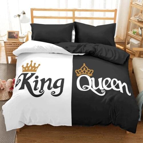 3d Queen King Bedding Set Black And White Bedcllothes Girls Lover Couple Bed Set Cartoon Duvet Cover Custom Bed Linen