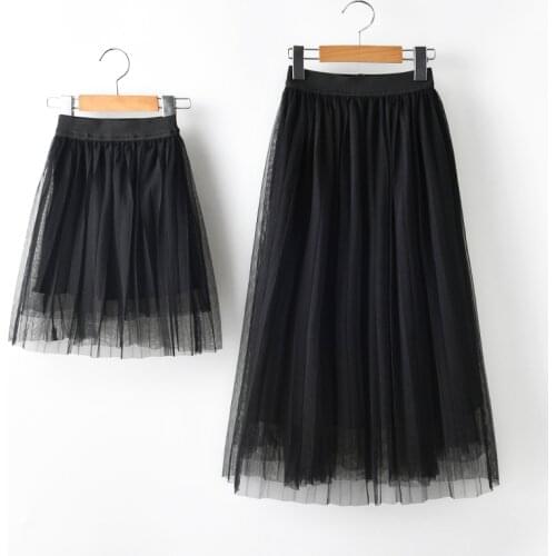 Mom Girls long tulle Tutu Skirt Mother and Me Matching Clothes solid Ruffle New Girls Summer kids skirts children pettiskirt