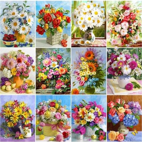 MomoArt Peony Diamond Painting Kits Diamond Embroidery Daisy Picture Of Rhinestones Mosaic Flowers Cross Stitch Home Decoration
