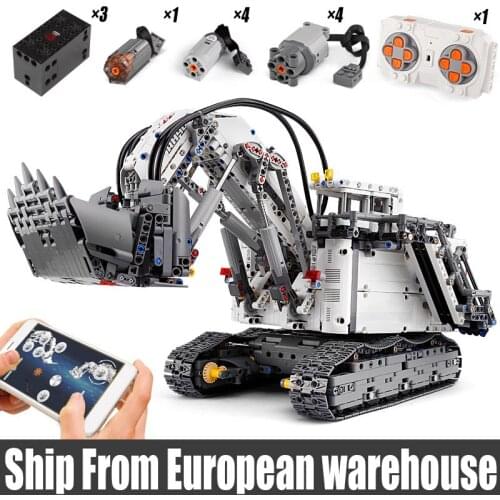 Mould King 13130 Liebherr Excavator R9800 Motor Power Mobile Crane Mk II Car Model Building Blocks Bricks Compatible 42100 toy
