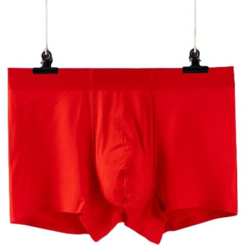 Mens Underwear Bright Red Concave and Convex Design Comfortable Fashion Sexy Breathable Boxer Pants