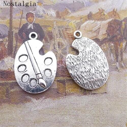 Nostalgia 10pcs Antique Paint Palette Charms Handmade Charms Pendants Jewelry Findings