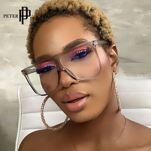 Vintage Square Oversize Glasses Women Transparent Optical Spectacles Frame Anti Blue Light Fashion Computer Glasses Reading