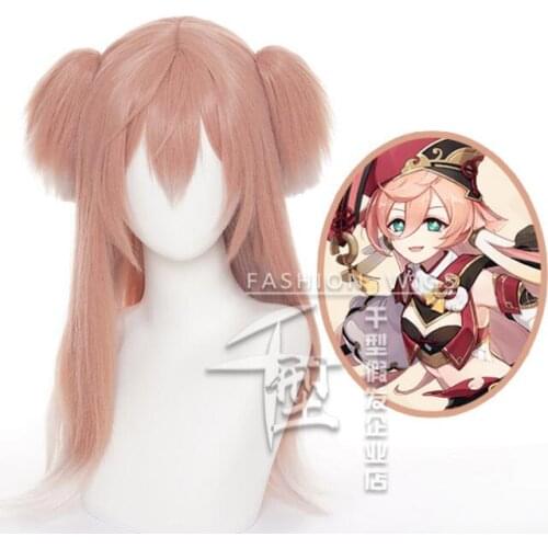 Genshin Impact Yanfei Cosplay Wig Women Long Pink Wig Cosplay Anime Cosplay Wigs Heat Resistant Synthetic Wigs Halloween