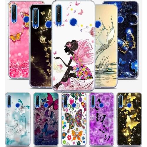 Cute Butterfly Flower Silicone Cover For Honor 30 30S 30i 9 10 9A 9C 9S 9N 10i 10X 9X Lite Pro 5G Phone Case