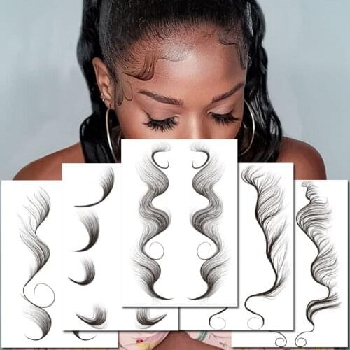 Fashion Style Baby Hair Temporary Tattoos Sticker DIY Natural Curly Hair Edges Long Lasting Waterproof Template Sticker Cheaper