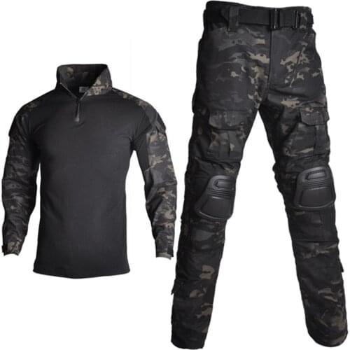 Tactical Camouflage Military Uniform Clothes Suit Men US Army Multicam Airsoft Combat Shirt + Cargo Pants Knee Pads