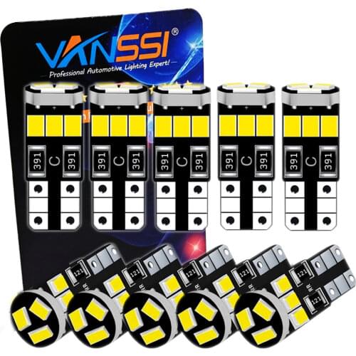 VANSSI 10pcs W5W T10 LED Bulbs 194 168 2825 501 LED Car Interior Dome Map Trunk Door Courtesy Lights BulbsFor Most of Cars Lamp