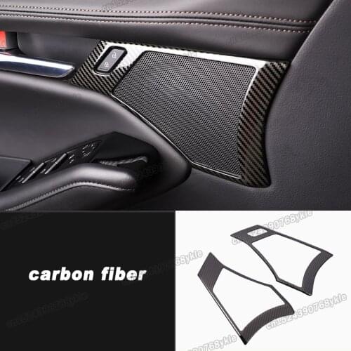 Lsrtw2017 carbon fiber abs car door inner bowl handle trims cover frame decoration for mazda3 bp mazda 3 axela 2020 2021