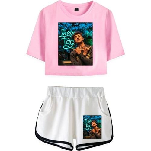 Inoxtag Summer Women/Girl Sets Sexy Short Tops+shorts Elastic Waist Hip Hop Suits Cool Streetwear Two Piece Sets