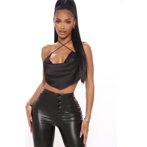 Women Summer Crop Tops, Solid Color Lacing Cross Straps Low-Cut Tight Vest Streetwear for Girls, Black/White