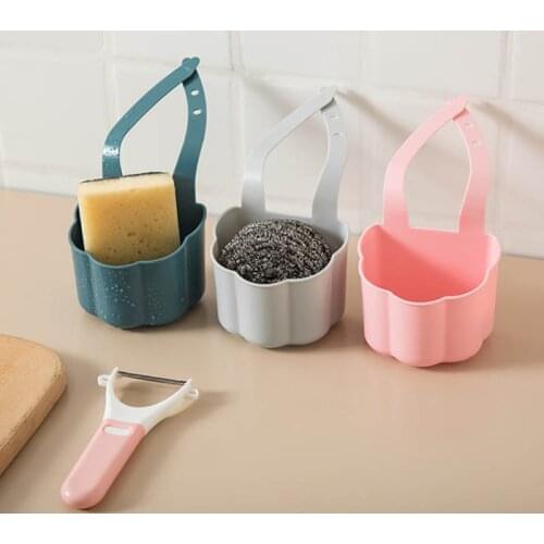 1Pcs 3Colors Plastic Storage Basket Kitchen Tools Accessory Sink Drain Rack Wall Mounted Portable Faucet Organizer Shelf PP/TPR