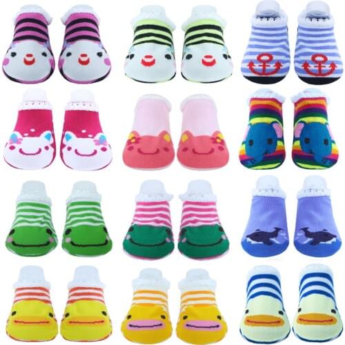 1x Short Socks Baby Cartoon Children Boy Girl Cotton Colorful Cute Animals Pattern Non-slip Socks Cute 0-3 years old Kid Clothes