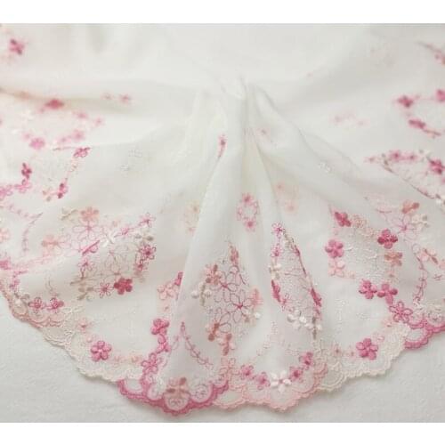 10Meters Embroidery Lace Fabric Handmade DIY Chiffon Pink Trim Ribbon Patch Sewing Accessories Doll Decoration 18cm Wide