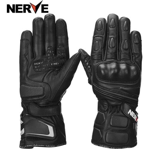 100% waterproof authentic Germany NERVE KQ-019 leather motorcycle gloves cross-country knight glove winter warm breathable
