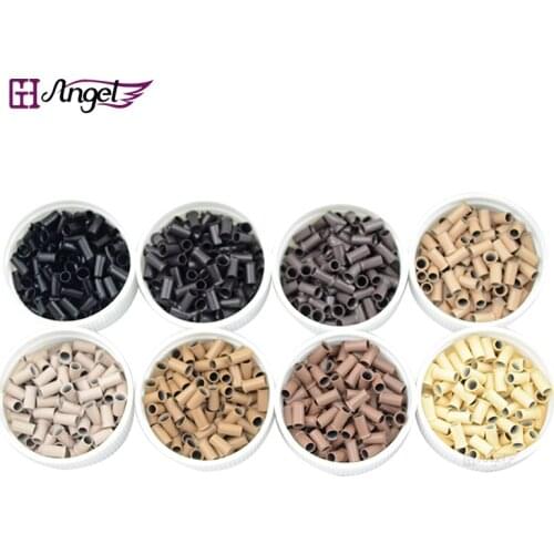 Angels 1000pcs 3.0*2.6*6.0mm Copper Micro Rings/Tubes Flare Hair Beads/Links for Human Hair Extensions Tools,8 Colors Optional