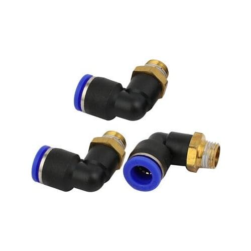 12.6mm Thread 10mm Tube Pipe Push In L Shaped Connector Quick Fitting 3pcs