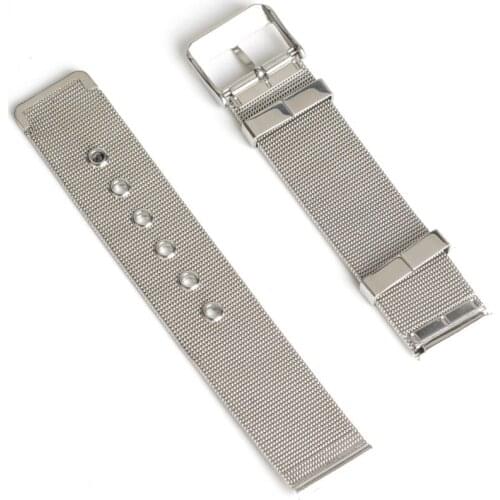 18mm Durable Silver Steel Watch Band Strap Pin Buckle Adjustable Watchband Watch Replacement Band SB0560