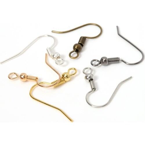 200pcs Women Fashion Ear Hook Wire Clasp With Bead Charms Dangle Earrings Tassels Hooks Wires Ear Jewelry Making Finding DIY