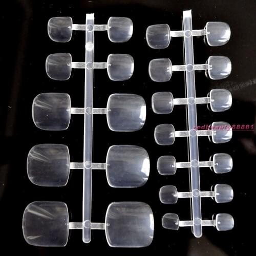 24pcs New Fashion Fake Feet Toenail Toe Nail Art Acrylic UV Gel Tips DIY Transparent #Ct
