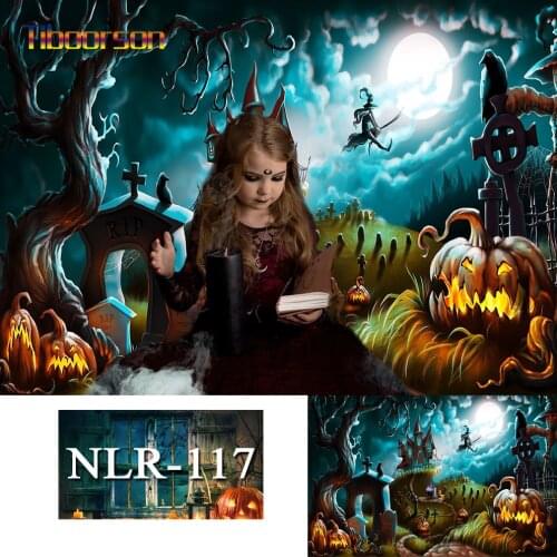 3D Halloween Backgrounds For Photography Pumpkin Castle Wizard Childrens Photograph Backdrops Photocall Props