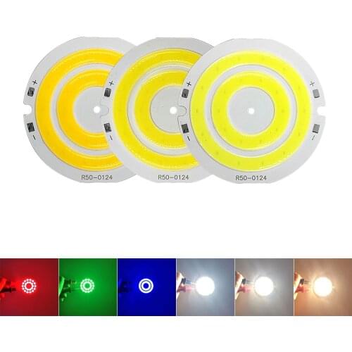 3V Round COB LED Light 50mm Diameter Double Ring White Blue Red Green LED Lamp 5W 3.7V Li battery Powered for DIY Work lights