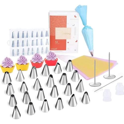 52 Pcs Cake Decorating Tip Set Cream Bag Confectionery Dessert Nozzles Converter Cupcake Pastry Stainless Icing Baking Tools