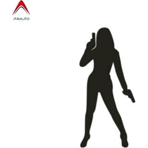 Aliauto Fashion Car Sticker Cool Sexy Beauty & Guns Automobiles Motorcycles Decorative PVC Decal Cover Scratches,16cm*7.5cm
