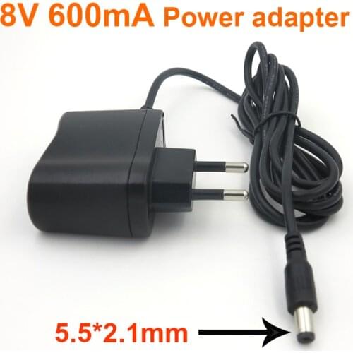 Free Shipping 1PCS 8V 600mA AC/DC Power Adapter US/EU/UK/AU Plug Universal Charger with 1.5m Cable 5.5*2.1mm for Video Machine