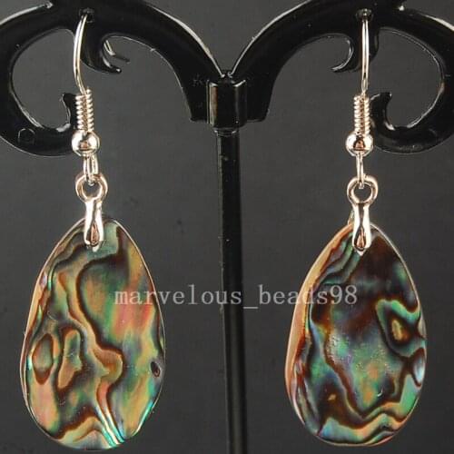 Free shipping Fashion JewelryNatural New Zealand Abalone Shell Art Dangle Earring MC3658