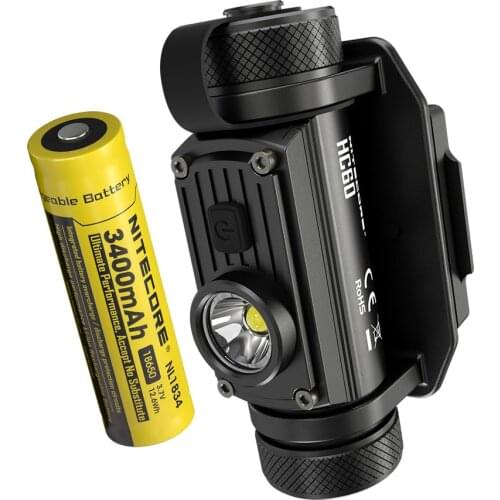 Free Shippin nitecore HC60M 1000Lm CREE U2 LED with NVG Mount 18650 Rechargeable Battery Helmet Light Waterproof Travel Outdoorg