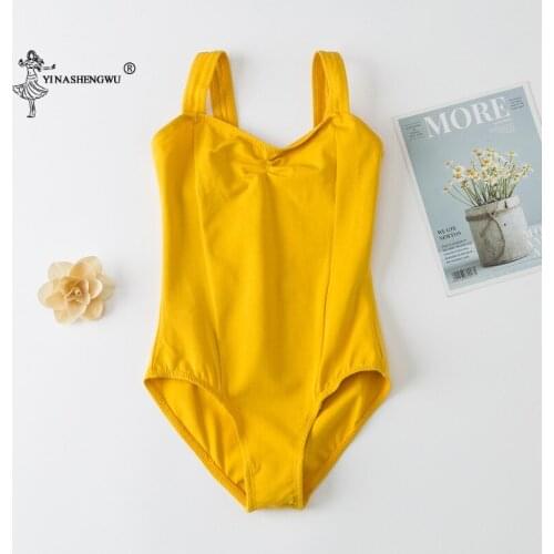 Big Girls Leotard Ballet Cut Tank One Piece Camisole Bodysuit Dancewear Costume Wide Shoulder Strap Leotard Practice Clothes