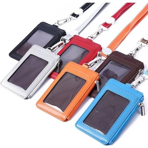 Zipper ID Credit Bank Card Holder Students Bus Card Case Male Visit Door Identity Badge Employee Name Cards Cover Without Rope