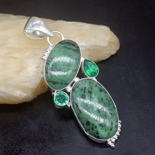 Gemstonefactory Jewelry Big Promotion 925 Silver Amazing Green Obsidian Topaz Lovely Women Ladies Gifts Necklace Pendant 1092