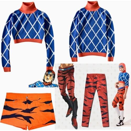 HOT!Anime JOJO 5 JoJos Bizarre Adventure Golden Wind Guido Mista Cosplay Costume Top Sweater