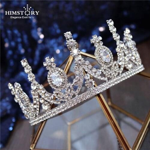 HIMSTORY Luxury Sparkling CZ Crystal Bridal Tiaras Crown Large Rhinestones Cubic Zircon Crowns Wedding Hair Accesories