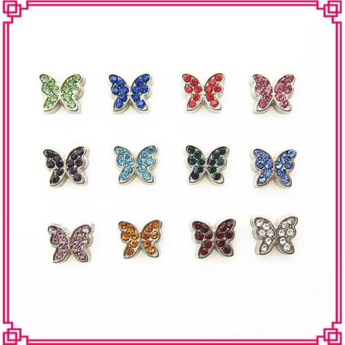 Hot selling 60pcs/lot mix 12 birthstone crystal butterfly floating charms living glass memory floating lockets for diy jewelry