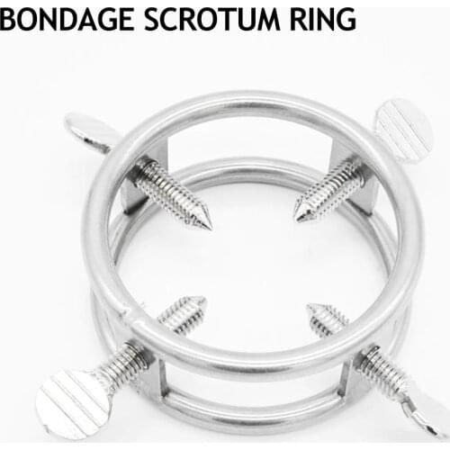 Penis Ring Stainless Steel Scrotum Bondage Dick Torture Stretcher Testis Spike Stimulate Metal Cock Ring Bdsm Sex Toys For Men