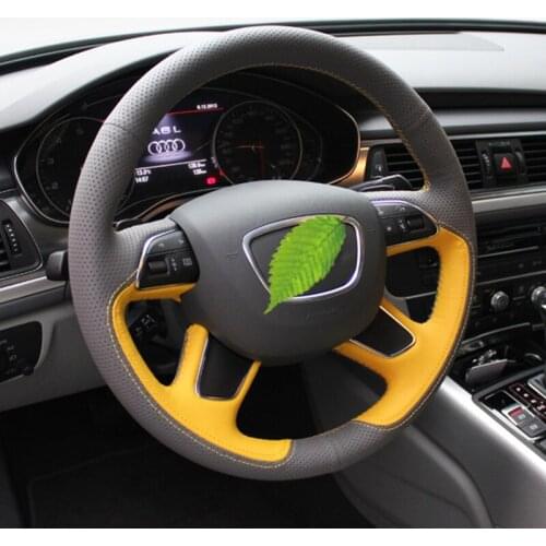 Steering wheel cover for Audi 2015 A6L Q5 A4L Q7 A3 hand-stitched high-grade suede hand-stitched grip cover car accessories