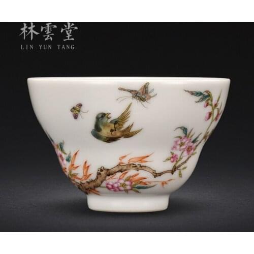 Lin Yuntang master cup single cup kung fu tea cups jingdezhen high-grade powder enamel cup sample tea cup
