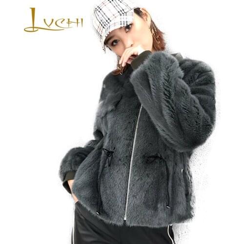 LVCHI 2019 Winter Import Swan Velvet Mink Fur Coat Real Fur Coats Women Zipper Ink Green O-Neck Full Sleeve Short Mink Fur Coats
