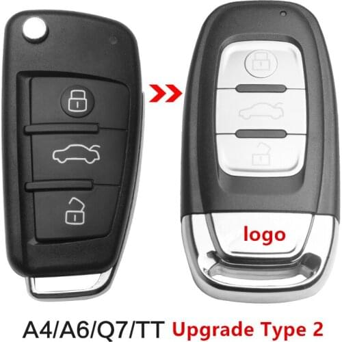Car Modified Remote Key Shell Key Case for Audi A4 A6 Q7 TT Upgraded Replacement Key Cover with Logo Blade